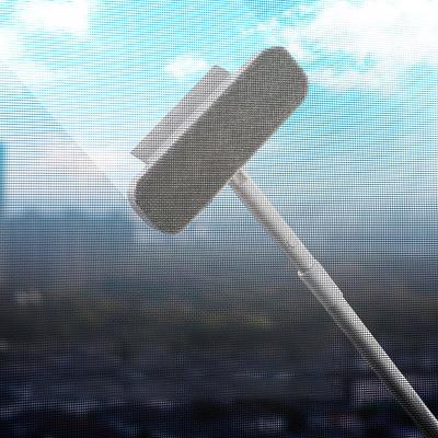 China Retractable Floor Window Groove Handle Stocked Cleaning Screen Long Sweep Cleaning Brushes With Scraper for sale