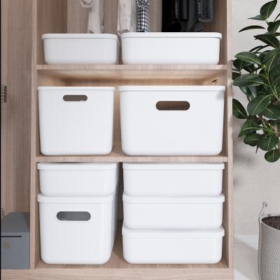 China Home Sundries Organizer With PP Storage Container Viable Modern Stackable Plastic Sundries Storage Boxes With Handle And Lid for sale