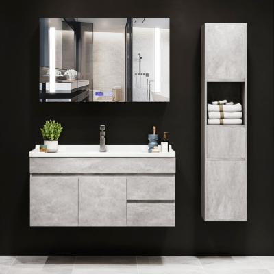 China Modern Premium Luxury Wooden Bathroom Cabinet Bathroom Vanity Set With Countertop Bathroom LED Mirror Smart Cabinet Home Decor for sale