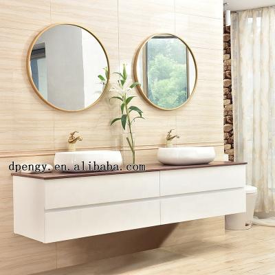 China Customized Modern Bathroom Vanity Mirror Double Sink Bathroom Vanity Cabinets Luxury Combo Combination Wood for sale