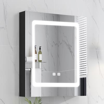 China 24 Inch Modern Wooden Bathroom Led Mirror Cabinet Wall Mounted Smart Led Mirror Cabinet Wall Mounted Mirror Cabinet for sale