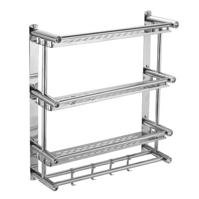 China Factory Direct Sale Wall Mounted Type Stainless Steel Two Tier Wall Mounted Bathroom Rack Shelf for sale