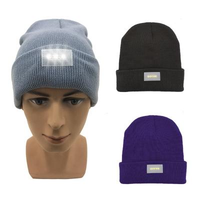 China COMMON Wholesale Winter Knitted Beanie Hat With LED Light For Christmas Festivas for sale