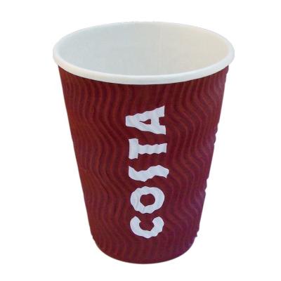 China Disposable 250ml 350ml 500ml S Ripple Wall Disposable Custom Printed Paper Coffee Cup for sale