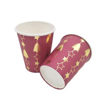 China Gold Stamping Christmas Tree Party Decorative Disposable Paper Cup for sale