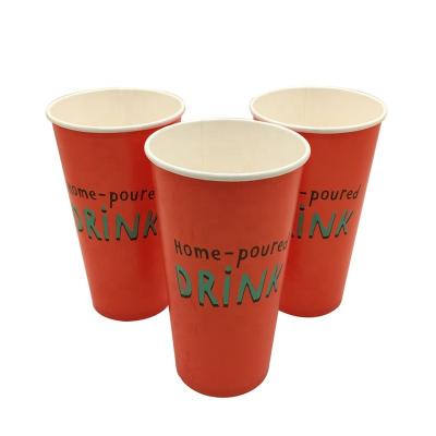 China 32oz Disposable Disposable Biodegradable Printed Cold Paper Cup for Drinks for sale