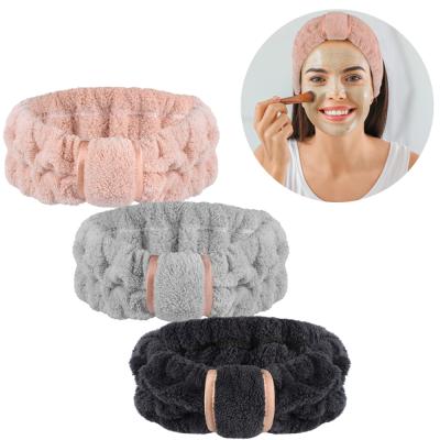 China Excellent elasticity. Goods. Washable. Fits Both Children's JIN HUAI Soft Carol Fleece Custom Makeup Headband Bath Spa Head Band Bow Elastic Cosmetic Elastic Designer Headband for sale