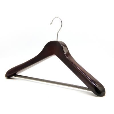 China Eco-friendly Material Hangers For Garment Display Lotus Solid Wooden Hanger Custom Luxury Wood Cloth Hanger With Panty Bar for sale