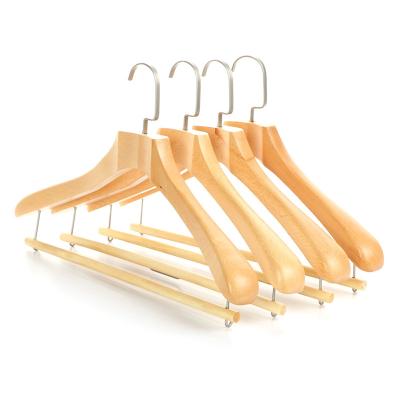 China Antique Material Eco-friendly Design Special Wide Shoulder Factory Luxury Mahogany Wooden Wide Shoulder Hanger Clothes Wooden Coat Hangers for sale