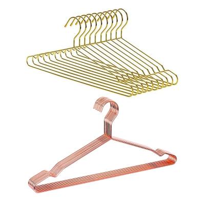 China Wholesale Aluminum Material Eco-friendly Adult Durable Heavy Duty Hanger Rack Clothes Grid Hangs Gold Metal Hangers For Clothes for sale