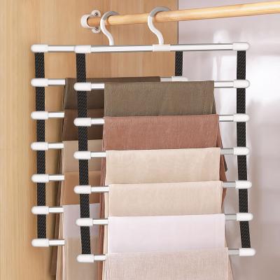 China Eco-friendly Material 7 Layers Cabinet Wholesale Wardrobe Hanger Metal Storage Pants Racks Pants Hangers for sale