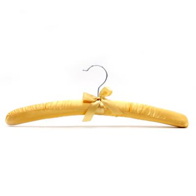 China Ivory Colored Satin Coat Padded Coat Hangers High Quality Eco-friendly Canvas Cover Material For Dress Room Organizer for sale