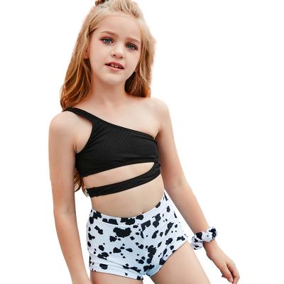 China Wholesale Children Breathable One Shoulder Bikini Babies Fluorescent Color Girl Swimwear Cute Kids Girls Swimwear for sale