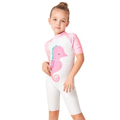 China Cute Breathable One Piece Custom Girl Swimwear Julysand Little Seahorse Pink Printed Surfing Costume Beach Wear Swimwear Bikini for sale