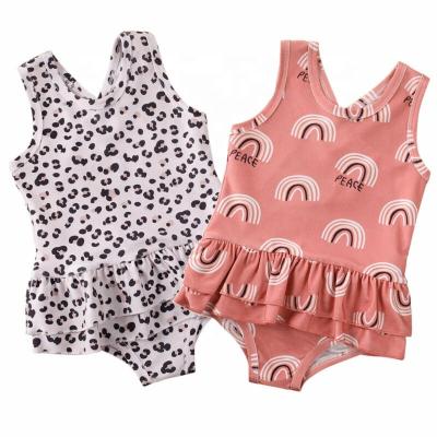 China Julysand Cute Girls Leopard Print Swimsuit Girls Bikini Swimwear Breathable One-Piece Babies Swimwear Custom Made for sale