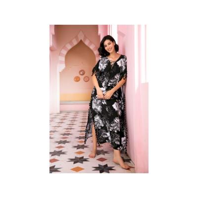 China Luxury quality QUICK DRY well-chosen women's silk pajamas plus size muslim floral printing pajamas set for sale