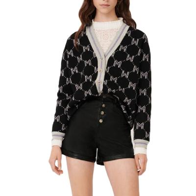 China Anti-wrinkle OEM Service Hotsale Woman Sweater Jacquard Knit Cardigan Computer Knitted Normal Long Sleeve Wool Squishy Customized Size for sale