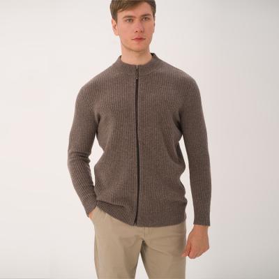 China wholesale 100% wholesale luxury fashion Mongolia cashmere sweater men thick knitted zipper cardigan men parride for sale