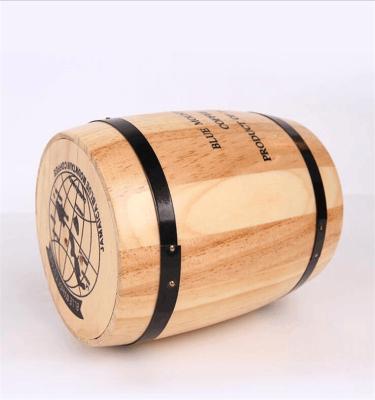 China Europe Vintage Small Decorative Wooden Coffee Bean Barrel Storage Container for sale