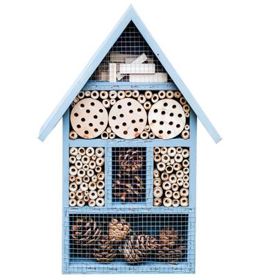 China Small Bee Hotel Europe Wooden Insect Bee House Natural Wooden Insect House for sale