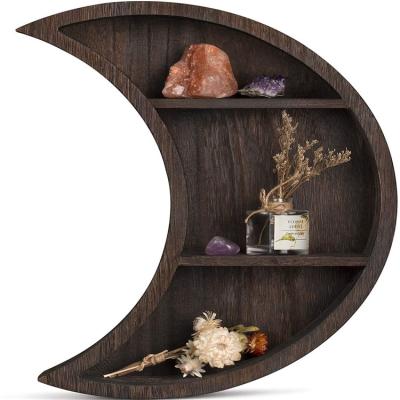 China 2021 Europe New Product Wooden Wall Mounted Storage Moon Floating Shelf for sale