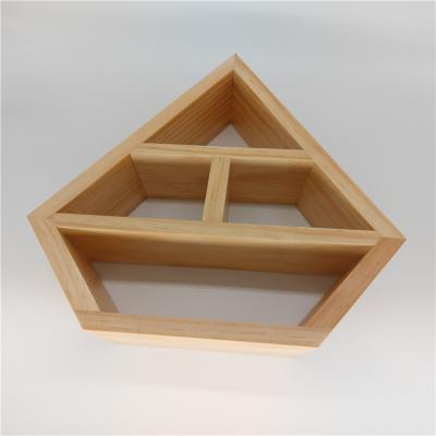 China Wooden Crystal Shelf Europe Geometric Diamond Display Shelf Home Wall Decoration for sale