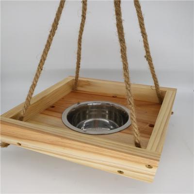 China Europe Fir Tree Planter Wild Bird Driver Wooden Deck Rectangle Hanging Tray for sale