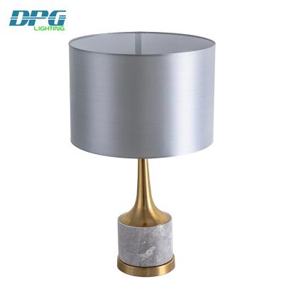 China Desk Table Lamp for Bedroom Modern Gray Marble Fabric Decorative Desk Table Lamp for Living Room for sale