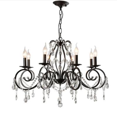 China Rustic Wrought Iron Crystal Chandelier Wedding Decoration Modern Decorative Vintage for sale