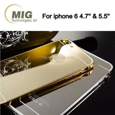 China Outer Back Cover Mirror Cell Phone Mobile Phone Cover For iPhone 6S Case Aluminum Metal Bumper And Plastic Back Cover 2 In 1 Style For iPhone 6 Case for sale