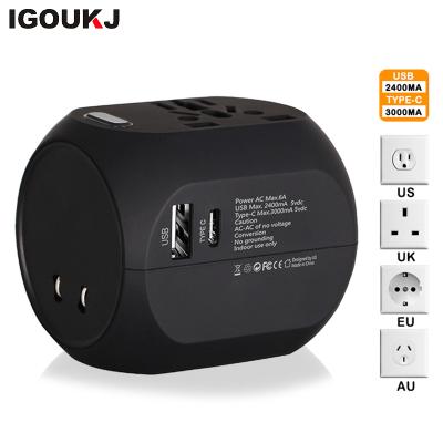 China International Type C USB Port Universal Cell Phone Laptop Computer Travel Adapter PC+ABS Freeshipping CE FCC ROHS Adapter for sale