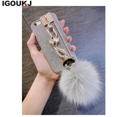 China Free Shipping Luxury Fashion Luxurious Soft Cell Phone Hairball Cell Phone Case TPU TPU Back Cover With Hairball Accessory For iphone 8 9 9plus X phone case for sale