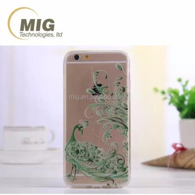 China Transparent Colorful Drawing TPU Phone Case Peacock Pattern Colored Transparent Drawing TPU Cell Phone Case For iphone 6 case For iphone 6s case for sale