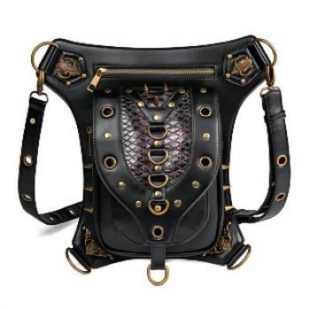 China Anti-theft Fanny Pack Fashion Gothic Leather Retro Waist Bag Shoulder Bag Thigh Leg Hip Holster Purse Travel Cross Pocket for sale