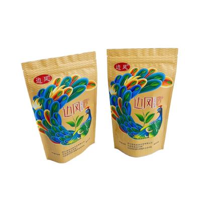 China Moq 1000 PCS Moisture Proof Custom Printed Zip Lock Aluminum Foil Stand Pouches Kraft Paper Coffee / Food Packaging Plastic Bag With Zipper for sale