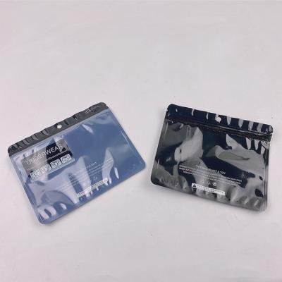 China Customized Waterproof Mylar Plastic Smell Proof Zipper Lock Underwear Eco-Friendly Black Reusable Self Sealing Pouch Waterproof Packaging Bags for sale