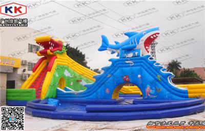 China Outdoor Inflatable Water Parks With Dragon , Water Slide With Sharks for sale