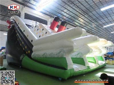 China White PVC Giant Brainstorm Inflatable Pool Slide With Titanic Theme for sale