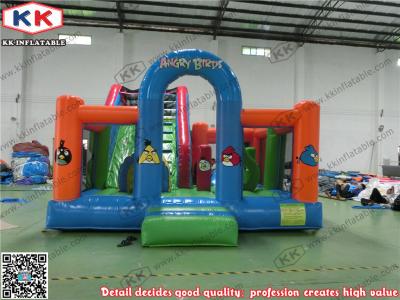 China Blue / Green PVC Tarpaulin Inflatable Fun Park Angry Birds Theme for sale