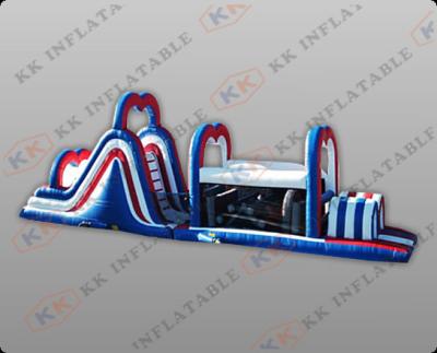 China 0.55mm PVC Tarpaulin Creative Inflatable Obstacle Courses With Slide for sale