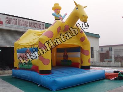 China Commercial Inflatable Bouncer , Giraffe Inflatable Bouncer Jumping Bed For Kids for sale