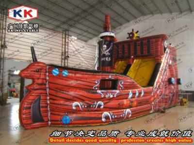 China Adult Inflatable Water Slides 26ft L Inflatable Pirate Ship Slides Giant Titanic for sale