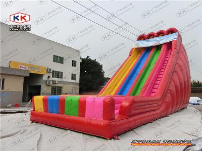 China Red Adult Large Water Blow Up Pool Slide With Blower Environmental for sale