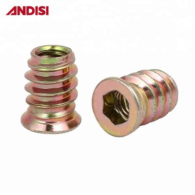 China Modern Hex Drive Fixing Threaded Wood Insert Furniture Screw Insert Nut for sale