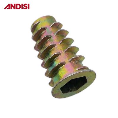 China Modern Furniture Threaded Zinc Alloy Wooden Flat Nut Socket M8 Insert Hex Head Nut for sale