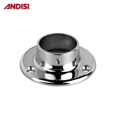 China Round Furniture Fitting 25 Mm Circle Tube Support Chrome Plated Wardrobe Clamp for sale