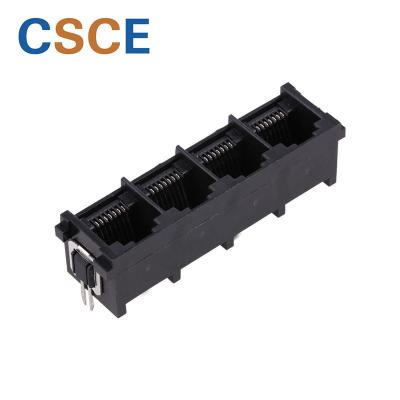 China Unshielded PCB Hook RJ45 Multi Port Ethernet RJ45 Connector / 4 RJ45 Ports for sale