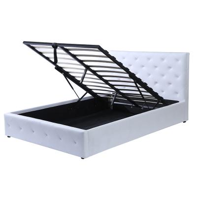 China King Size Gas Lift Queen Velvet Storage Upholstery Modern Luxury Wood Adjustable Cloth Soft Single Bed Frame for sale