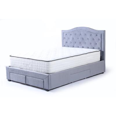 China Wholesale Cheap Luxury Modern Californian Fabric Double Full Full Queen King Size Wooden Platform Bed Frame With Storage for sale