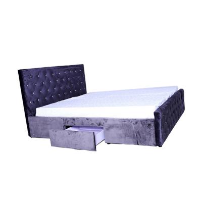 China Factory Price Simple Elegant Bedroom Furniture Design Wingback Bed Tufted King Size Double Bed for sale